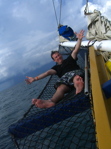 Lounging outside the boat