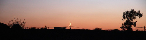 Moonset with fencepost tripod