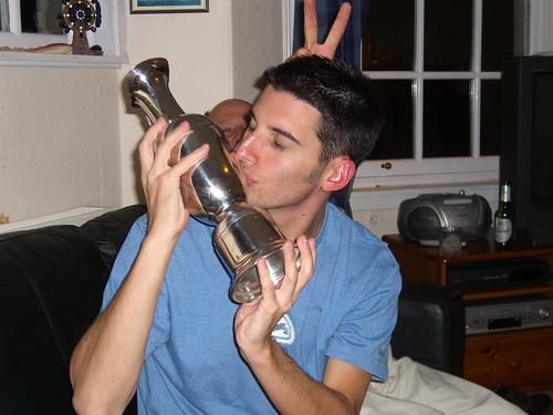 Jacob gets friendly with the claret jug