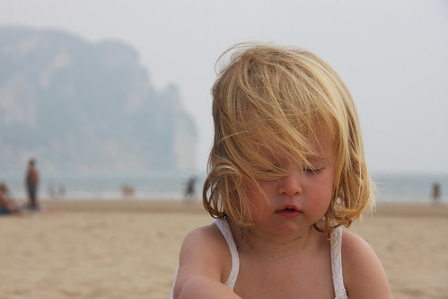 Nora on the beach in Laredo