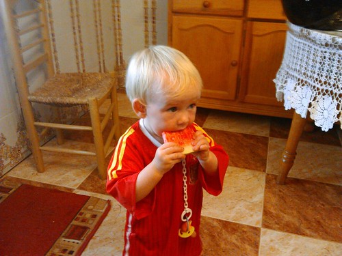 Ian eating Watermelon