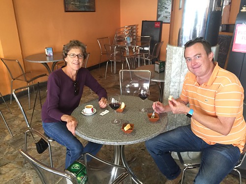 Erik and Betsy eating liver in Los Alpes